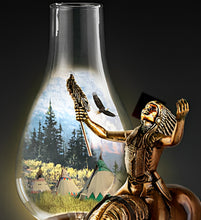 Load image into Gallery viewer, The Bradford ExchangeBlessings Of The Spirits Spiritual Reverence Illuminated Calling on the Spirits Sculpture Native American Inspired Shaman Masterpiece with Glass Lantern Handcrafted Bronze Statue by Chuck Ren 13-inches - RCE Global Solutions
