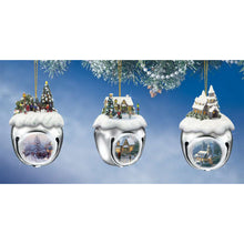 Load image into Gallery viewer, The Ashton-Drake Galleries Winter Sleigh Bells #18 Ornament Collection Set of 3 Christmas Decoration by Thomas Kinkade 3-inches - RCE Global Solutions
