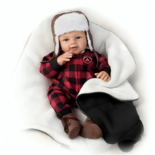 The Ashton-Drake Galleries So Truly Real Happy Camper RealTouch Vinyl Baby Doll with Custom Fleece Sleeping Bag by Sherry Rawn 17-inches - RCE Global Solutions