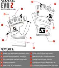 Load image into Gallery viewer, Skott Nemesis Evo2 Weightlifting Gloves with Integrated Wrist Wrap Support-Double Stitching for Extra Durability-Get Ripped with The Best Body Building Fitness and Exercise Accessories Unisex
