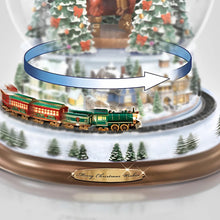 Load image into Gallery viewer, The Bradford Exchange Thomas Kinkade A Visit With Santa Illuminated Musical Christmas Snow Globe with Moving Train and 8 Holiday Songs 7&quot;-Inches - RCE Global Solutions
