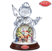 Load image into Gallery viewer, The Hamilton Collection Rudolph the Red-Nosed Reindeer Faceted Crystal Sculpture Illuminated Musical Christmas Decor Collectible 11-Inches
