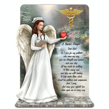 Load image into Gallery viewer, The Hamilton Collection Gentle &amp; Healing Hands The Nurse's Prayer Angel Sculpture Handcrafted Hand-Painted Figurine with Stethoscope Clipboard Heart Artwork by Thomas Kinkade 8-inches
