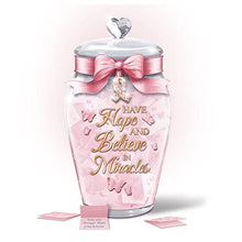 Load image into Gallery viewer, The Bradford Exchange Breast Cancer Awareness Musical Pink Ribbon Butterfly-Themed Wish Jar with 22K Gold Lettering and 365 Pink Cards Plays Melody You Are So Beautiful 7-inches - RCE Global Solutions
