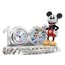 Load image into Gallery viewer, The Bradford Exchange Mickey Mouse Disney 100 Years of Wonder Clock Mickey Mouse Commemorative Clock Handcrafted Hand-Painted Disney Collectible Precision Quartz Movement Electroplated Finish and Faceted Crystalline Base 10&quot; W x 7&quot; H x 4&quot; D - RCE Global Solutions
