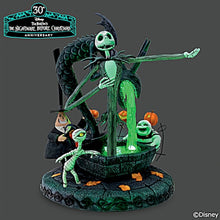 Load image into Gallery viewer, The Bradford Exchange Disney Tim Burton&#39;s The Nightmare Before Christmas Jack Skellington Sculpture with LED-Lit Fountain and Interchangeable Heads Handcrafted Collectible Inspired by the Iconic Halloween Town Scene 11&quot; W x 14&quot; H - RCE Global Solutions
