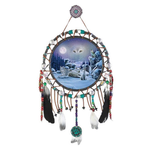The Bradford Exchange Sacred Spirits Dreamcatcher Collection Issue #11: 'Starry Night' Glow-in-the-Dark Dreamcatcher with Handcrafted Frame and Beads by Robin Koni 8.25-Inches - RCE Global Solutions