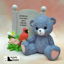 Load image into Gallery viewer, The Hamilton Collection Faithful Fuzzies Forever in My Heart Figurine Issue #2 &quot;Hold You In My Heart&quot; Hand-Painted Bereavement Bear with Cardinal and Flowers Memorial Keepsake 3.5-inches - RCE Global Solutions
