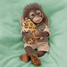 Load image into Gallery viewer, The Ashton - Drake Galleries Milo the Safari Monkey Doll Lifelike So Truly Real® Hand Applied Mohair Weighted Fully Poseable with Soft RealTouch® Vinyl Skin and Plush Leopard Stuffed Animal 16&quot;-Inches
