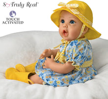 Load image into Gallery viewer, The Ashton-Drake Galleries Singing in The Rain So Truly Real® Interactive Lifelike Baby Girl Doll That Babbles with Custom 4-Piece Rain Themed Ensemble Complete with Rain Boots and A Bucket Hat 21&quot;-Inches - RCE Global Solutions
