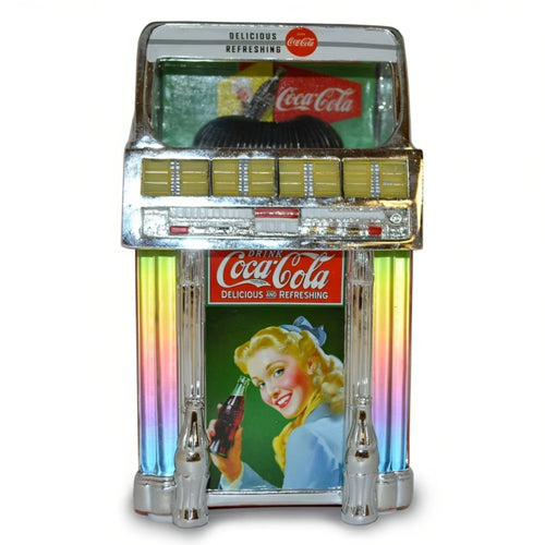 The Bradford Exchange COCA-COLA Color-Changing Jukebox Sculptures Play 1950s Music and Vintage COKE® Imagery Delicious and Refreshing Issue #2 Illuminated LED Lights COCA-COLA Retro Jukebox Sculpture Collection 3.75