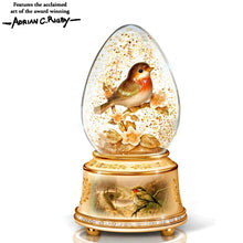 Load image into Gallery viewer, The Bradford Exchange Jewel of Nature Musical Glitter Globe Heirloom Porcelain® Hand-Painted Bird Sculpture Plays “Beautiful Dreamer,” by Adrian Rigby 6-inches
