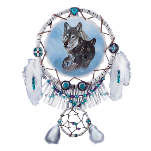 The Bradford Exchange Midnight Royalty Dream Guardians Native American Wolf Dreamcatcher Wall Decor Sentinels of the Spirits Collection Issue # 2 by Eddie LePage 13.5-inches - RCE Global Solutions