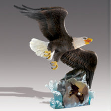 Load image into Gallery viewer, The Bradford Exchange Coastal Hunter Winged Protectors Sculpture Collection Issue #2 Majestic Eagle Swooping for Salmon Handcrafted Sculpture with Full-Color Image by Ted Blaylock 10-inches - RCE Global Solutions
