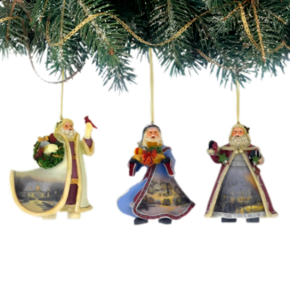 The Ashton-Drake Galleries Victorian Winter Scenes Santas Ornament Collection Issue #32 Painter of Light Artistry Three Dimensional Elegance with Elaborate Detailing Christmas Decoration Set of 3 by Thomas Kinkade 12-inches - RCE Global Solutions