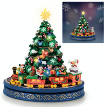 Load image into Gallery viewer, The Bradford Exchange Disney Mickey and Friends Christmas Tree with Lights Music Rotating Train &amp; Snowflake Projection Handcrafted Holiday Decor Tabletop 8-inches - RCE Global Solutions
