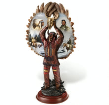 Load image into Gallery viewer, The Bradford Exchange Spirit of the Warrior Bronze Sculpture Collection Issue #6: Noble Messenger Native American-Inspired Cold-Cast Bronze with Chuck Ren Warrior Portrait and Mahogany Base 10-inches
