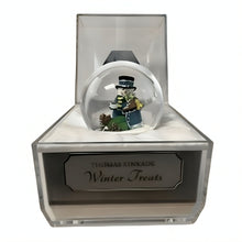 Load image into Gallery viewer, The Bradford Exchange Frosty Facets Music Box Collection Issue #4: Winter Treats Illuminated Water Globes Holiday Art Inside Crystalline Snowman Boxes Play Music with Timer by Thomas Kinkade 4.5-inches
