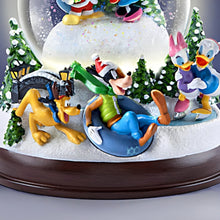 Load image into Gallery viewer, The Bradford Exchange Disney Holiday Magic Musical Snowglobe with Lights and Swirling Snow Features 6 Sculpted Characters Plays 8 Holiday Songs Handcrafted Collectible Christmas Decor 8-inches - RCE Global Solutions
