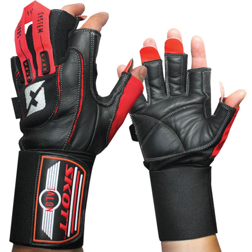 Skott Talon Elite Weightlifting Gloves Genuine Leather Gym Gloves with Wrist Wrap Support, Durable Grip for Training, Bodybuilding & Fitness Unisex