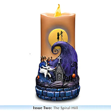 Load image into Gallery viewer, The Bradford Exchange Disney The Nightmare Before Christmas Candle Collection Issue #2 Spiral Hill LED Flameless Candle with Sculpted Details 7-inches
