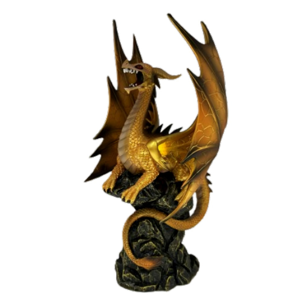 The Bradford Exchange Ancient Mysteries Dragon Sculpture Collection Issue #8: Gilded Guardian Handcrafted Fantasy Dragons with Illuminated LED Lights High Fantasy Decor with Faux Jewels 11-inches