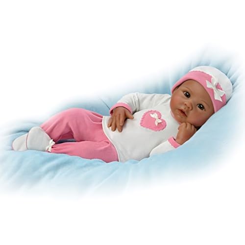 The Ashton - Drake Galleries Jayla Lifelike So Truly Real® Interactive African American Black Baby Girl Doll that Breathes and Has Heartbeat with Soft RealTouch® Vinyl Skin by Doll Artist Linda Murray 19