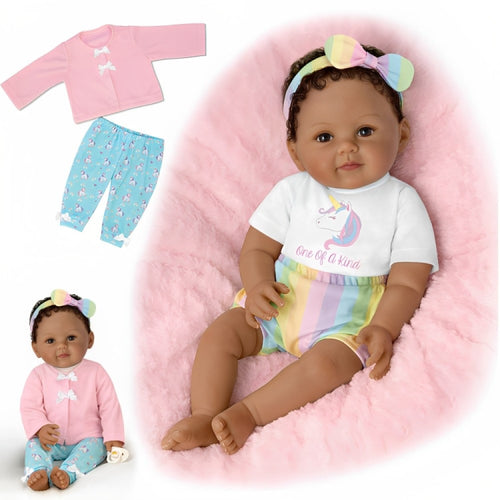 The Ashton-Drake Galleries One of A Kind Ciara Lifelike So Truly Real® African American Black Baby Girl Doll with Soft RealTouch® Vinyl Skin and Extra Coordinating Cardigan and Pants 18