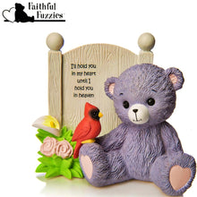 Load image into Gallery viewer, The Hamilton Collection Faithful Fuzzies Forever in My Heart Figurine Issue #2 &quot;Hold You In My Heart&quot; Hand-Painted Bereavement Bear with Cardinal and Flowers Memorial Keepsake 3.5-inches - RCE Global Solutions
