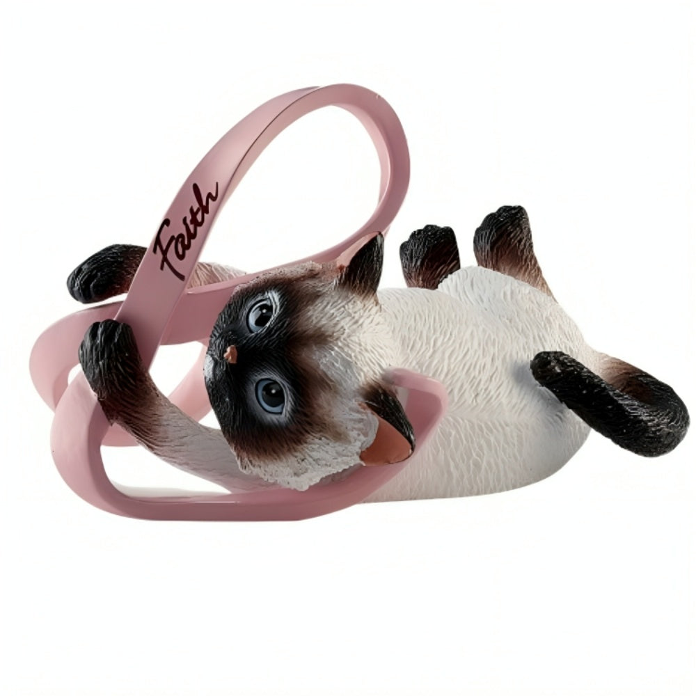 The Hamilton Collection Ribbons of Purr-fect Hope Collection Issue #6: Fur Ever Faithful Cat Lovers Handcrafted Resin Kitten Collectible With Pink Ribbon Inspirational Sentiment Breast Cancer Donation Tribute Figurine 2 1/2-inches - RCE Global Solutions