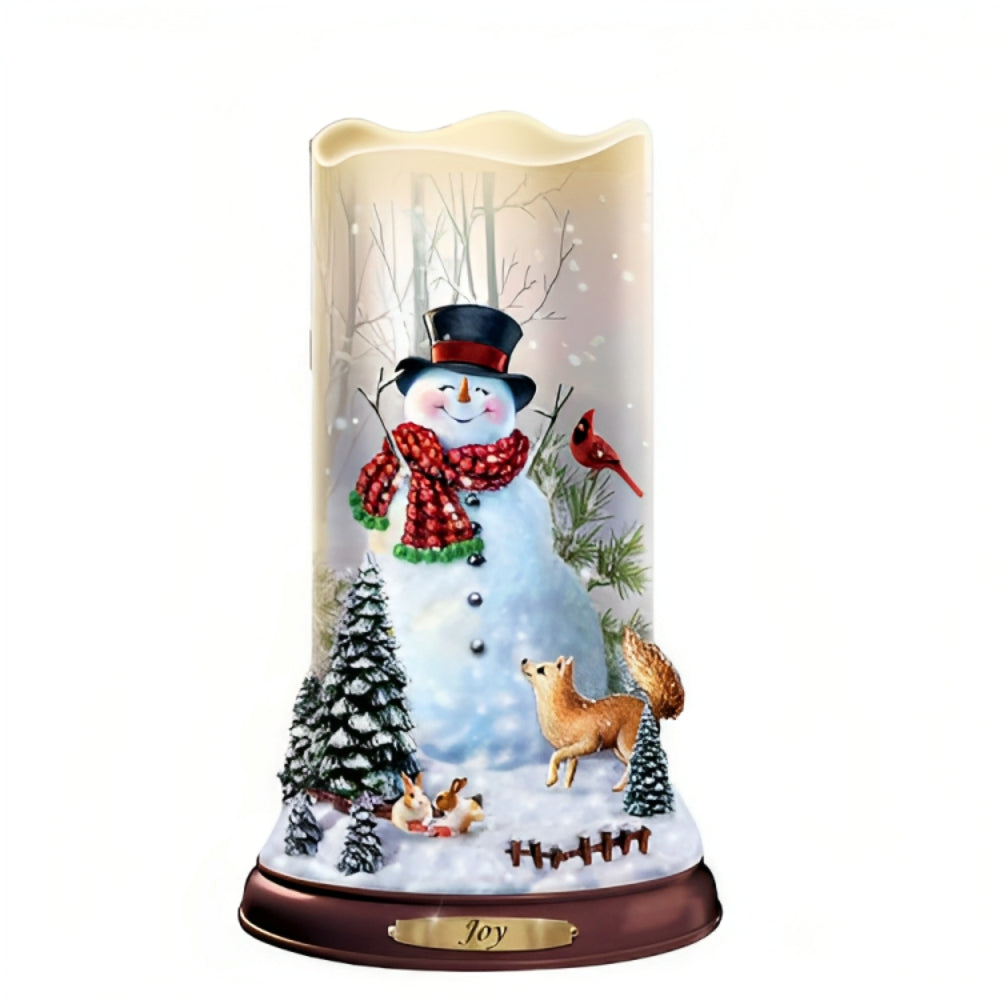 The Bradford Exchange Joy Flameless Candles With Snowflake Projectors Flurries of Light Candle Collection Issue #2 Hand-Cast and Hand-Painted Miniature Landscape with Glittery Snow-Covered Forest Christmas Decoration by Dona Gelsinger 6.5-inches - RCE Global Solutions