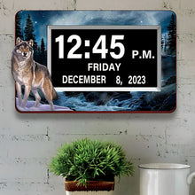 Load image into Gallery viewer, The Bradford Exchange Always Alert Wolf Art LED Clock High-Contrast LED Screen Hand-Applied Artwork with USB Charging Port and Versatile Mounting Options by Al Agnew 9.5&quot; W x 7&quot; H-inches - RCE Global Solutions
