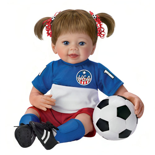 The Ashton-Drake Galleries Dream Big Child Doll Poseable Soccer Player Doll in Real Touch® Vinyl Skin with Soccer Outfit Shin Guards and Miniature Soccer Ball by Master Doll Artist Linda Murray 18-inches - RCE Global Solutions