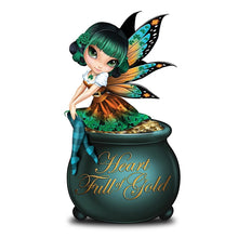 Load image into Gallery viewer, The Hamilton Collection Heart Full of Gold Irish Inspired Fairy Figurine by Artist Jasmine Becket-Griffith Adorned with Golden Glitter &amp; Faux Gems - RCE Global Solutions
