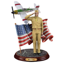 Load image into Gallery viewer, The Bradford Exchange Defenders of Freedom Bravery Tuskegee Airmen Sculpture, Hand-Painted Military Figurine with Fighter Plane, American Flag and Mahogany-Finished Base 9-inches
