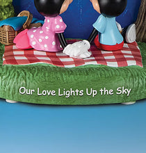 Load image into Gallery viewer, The Hamilton Collection Disney Our Love Lights Up the Sky Figurine Mickey Mouse &amp; Minnie Mouse Light-Up Fireworks Collectible, Handcrafted LED Animated Display Romantic Home Decor Gift 7-inches
