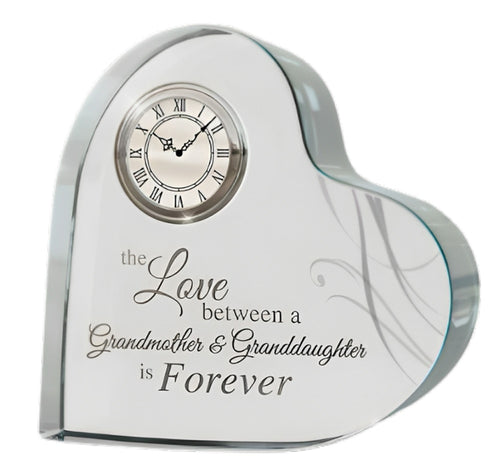 The Bradford Exchange Grandmother Granddaughter Forever Loved Crystal Clock Issue #2 A Heartfelt Bond in Time Crafted Genuine Crystal Heart Shaped Design 4-inches