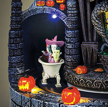 Load image into Gallery viewer, The Bradford Exchange Disney Tim Burton's The Nightmare Before Christmas Light-Up Musical Sculpture Built-in LED Lights &amp; Rotating Figures Handcrafted Halloween Decor 8.75-inches
