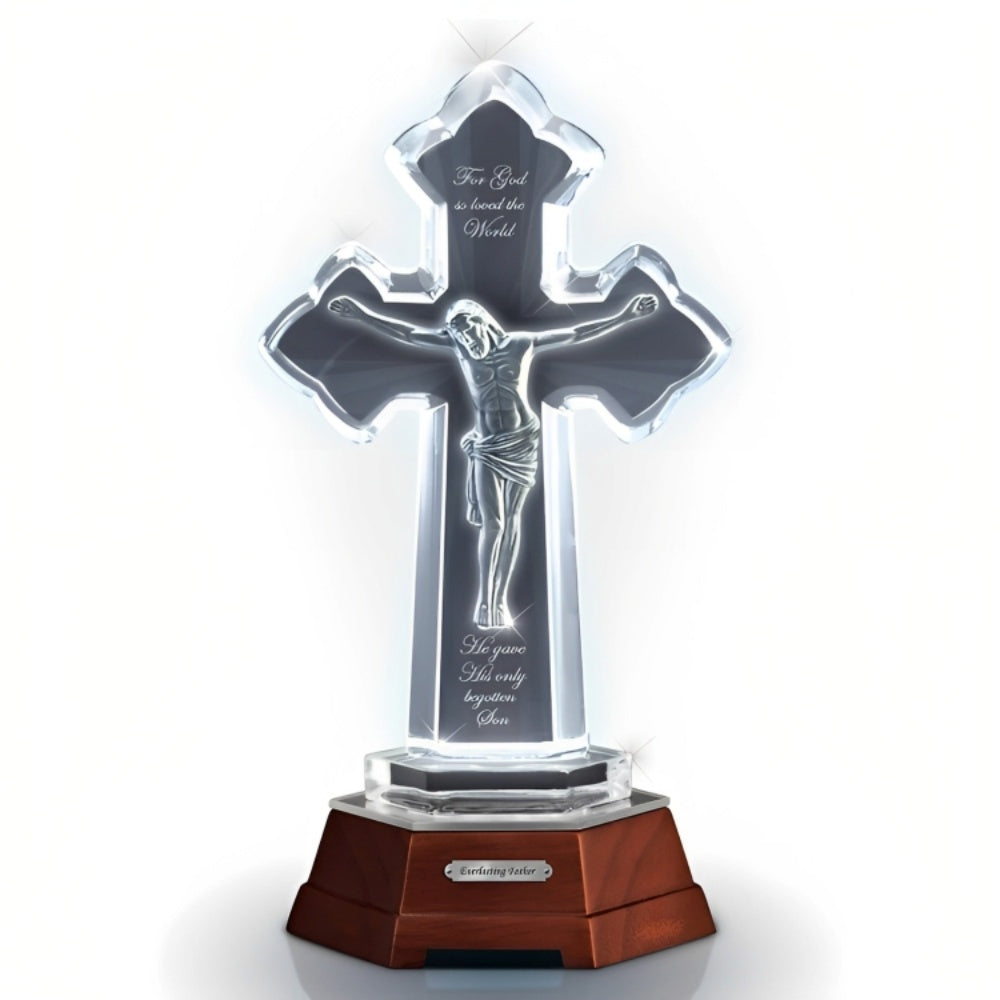 The Bradford Exchange Everlasting Father Glass Cross Religious Sculpture Lord Cross Collection Issue #4 by Louis Comfort Tiffany & Renee Lalique 11-inches - RCE Global Solutions