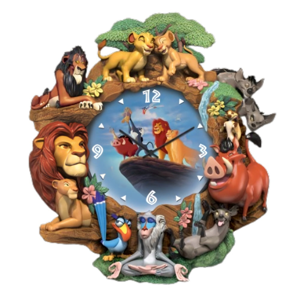 The Bradford Exchange Disney The Lion King 30th Anniversary Wall Clock Handcrafted & Hand Painted with 12 Sculpted Characters Dimensional Movie Scene Art 12.5-inches - RCE Global Solutions