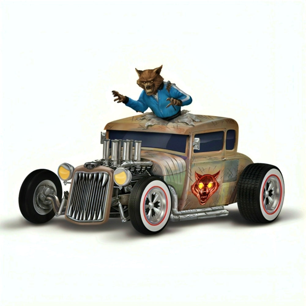 The Hamilton Collection Werewolfs Coupe Frank N. Stein's Monster Garage Sculpture Collection issue #2 Handcrafted and Hand-Painted Artist's Resin Hot Rod with Classic Sci-Fi Monster and Chrome Accents by Dave Aikins 5-inches