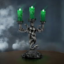 Load image into Gallery viewer, The Bradford Exchange Harry Potter Dark Art Candelabra Collection Issue #1: The Dark Mark Inspired by Voldemort Handcrafted and Hand-painted Illuminated Flameless Candle Halloween Decor 10-inches
