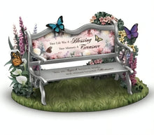 Load image into Gallery viewer, The Hamilton Collection Lena Liu You Are Loved Beyond Measure Remembrance Bench Sculpture Memorial Figurine with Butterflies Floral Garden Design Hand-Painted Artist Resin Bereavement Gift 6-inches
