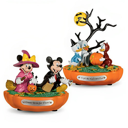 The Bradford Exchange 2-Pack Count Us in for Treats & Triple the Halloween Fun from Disney Spooktacular Halloween Lighted Figurine Collection Issue #1 Handcrafted Hand-painted Characters 3-1/4-inches - RCE Global Solutions