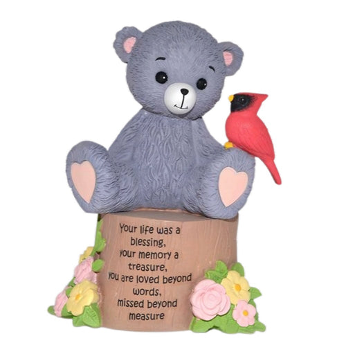 The Hamilton Collection Faithful Fuzzies® Forever in My Heart Figurine Collection Issue #5: 'Life Blessing' Memorial Bear Figurine with Cardinal & Flowers Tribute Keepsake Gift for Loss & Remembrance 3.5-Inches - RCE Global Solutions