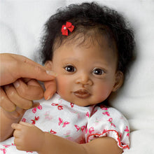 Load image into Gallery viewer, The Ashton-Drake Galleries Sweet Butterfly Kisses Lifelike So Truly Real® Touch Activated African American Black Baby Girl Doll That Coos At The Tickle Of Her Cheek by Artist Waltraud Hanl 19&quot;-Inches - RCE Global Solutions
