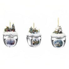 Load image into Gallery viewer, The Ashton-Drake Galleries Winter Sleigh Bells #18 Ornament Collection Set of 3 Christmas Decoration by Thomas Kinkade 3-inches - RCE Global Solutions
