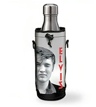 Load image into Gallery viewer, The Bradford Exchange Elvis Bottle With Carrier The King of Rock N Roll Water Bottle Carrier with Back Zip Around Pocket Includes a FREE Stainless Steel Water Bottle 8-inches - RCE Global Solutions
