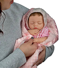 Load image into Gallery viewer, The Ashton-Drake Galleries Lullaby Baby Doll Handcrafted Realistic Doll with RealTouch® Vinyl Skin Hand-Rooted Hair Weighted Cloth Body Breathing Feature and Custom Ensemble Victoria Jordan by Myra Garza 18-inches
