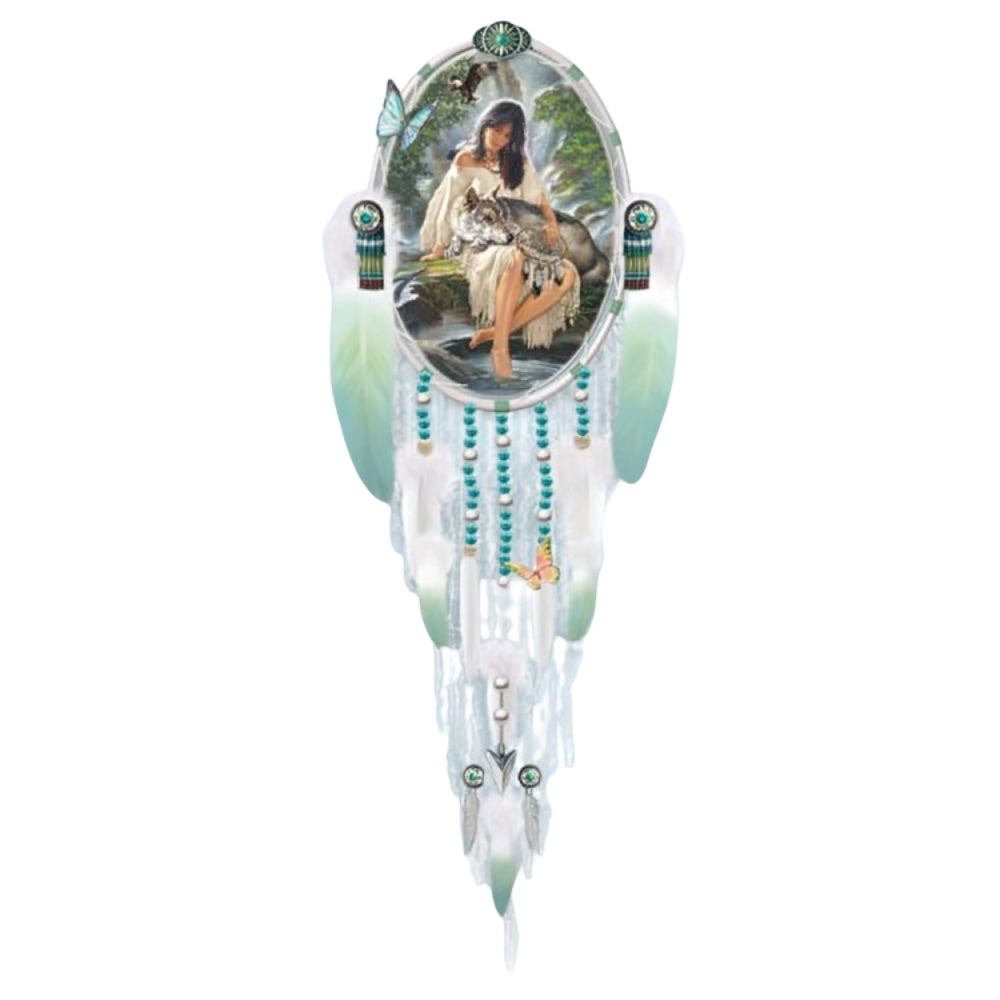 The Bradford Exchange Dream Dreamcatcher Beautiful Guardians Wall Decor Collection Issue #3 Handcrafted Resin Sculptures with Hand-Painted Detailing by Russ Docken 20-inches - RCE Global Solutions